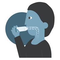 Illustration af voksen, der bruger en inhalator